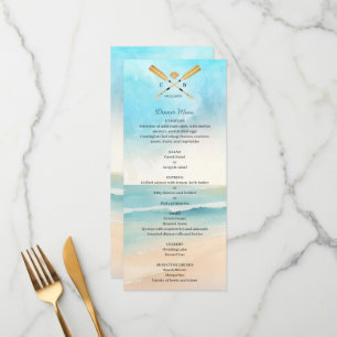 Menu Mariage aux rames de plage à l'aquarelle