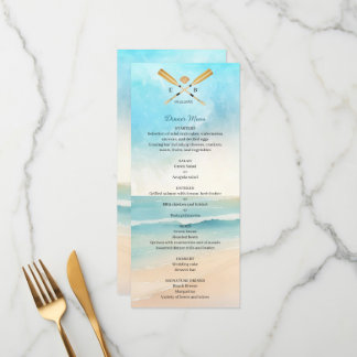 Menu Mariage aux rames de plage à l'aquarelle