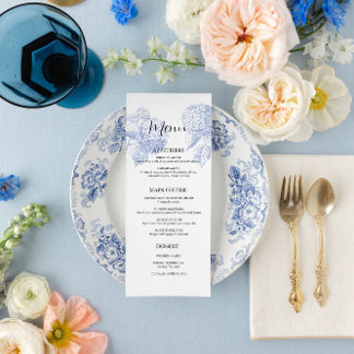 Menu mariage avec Blue Hydrangea