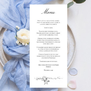 Menu Mariage avec Bordure de Rose Classique Française O