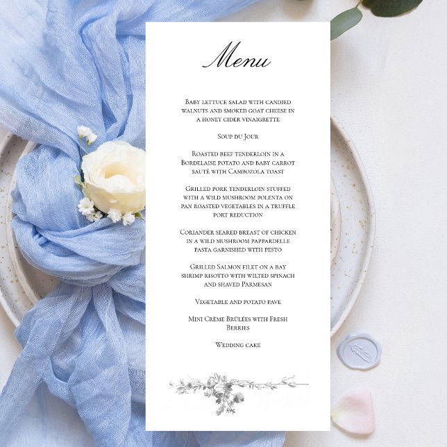 Menu Mariage avec Bordure de Rose Classique Française O (Créateur téléchargé)