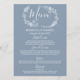 Menu Mariage avec guirlande florale rustique dessinée à
