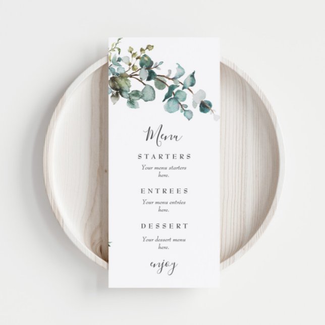 Menu Mariage avec verdure d'eucalyptus (Créateur téléchargé)