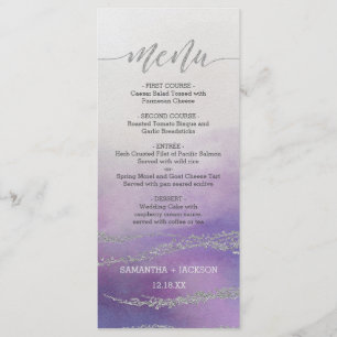 Menu Mariage Awash Elegant Watercolor Orchid