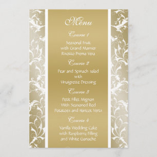 Menu mariage baroque d'or de champagne