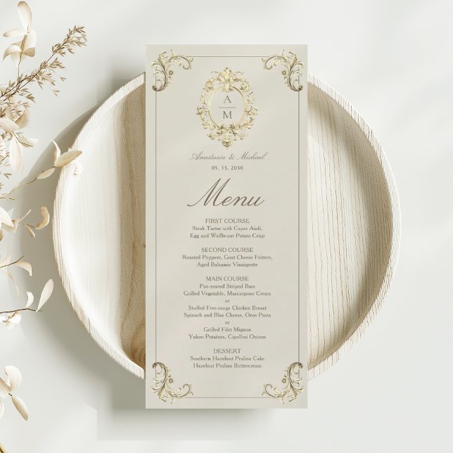 Menu Mariage baroque vintage or (Créateur téléchargé)