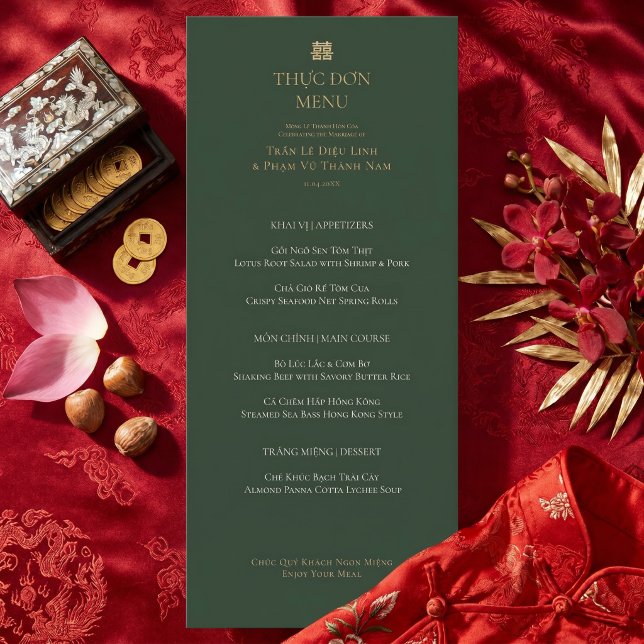 Menu Mariage bilingue vietnamien anglais minimaliste (Créateur téléchargé)