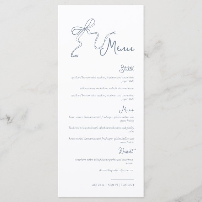 Menu Mariage blanc blanc à main blanche (Devant)