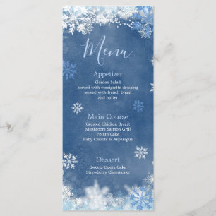 Menu Mariage Blanc Bleu Neige sous la neige Flocon de n