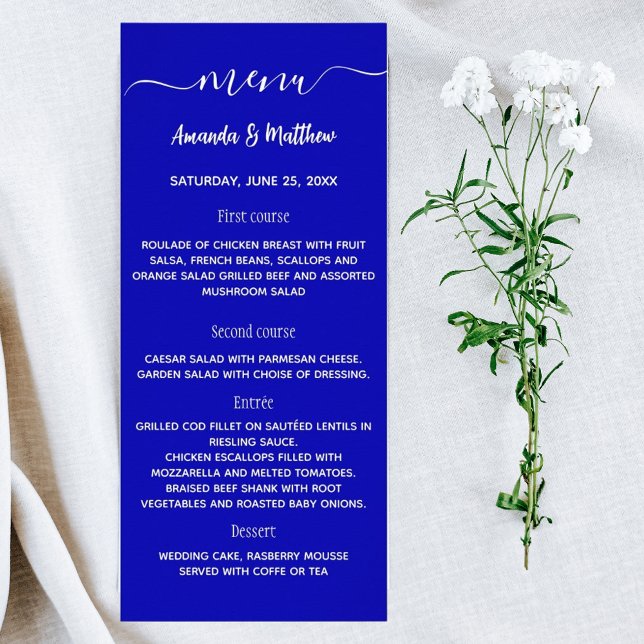 Menu mariage blanc bleu royal (Créateur téléchargé)