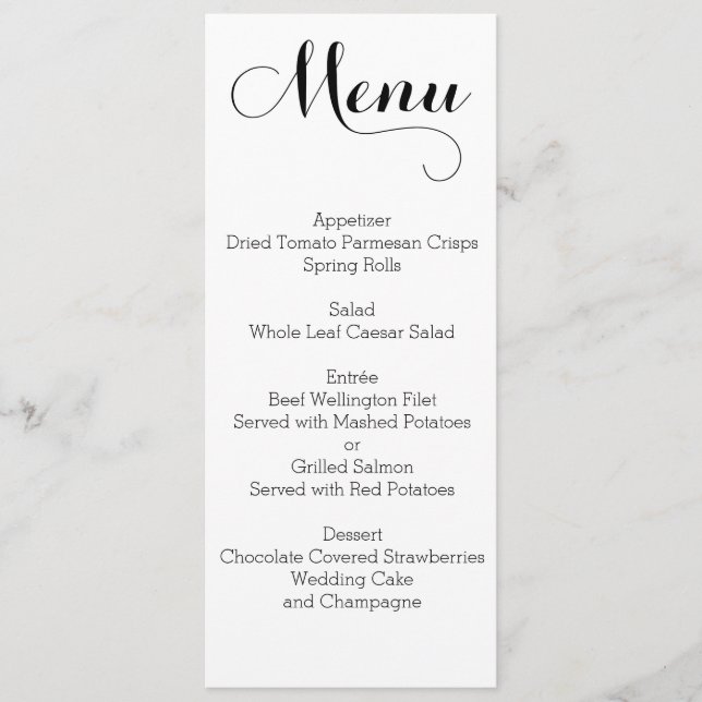 Menu Mariage blanc clair personnalisé (Devant)