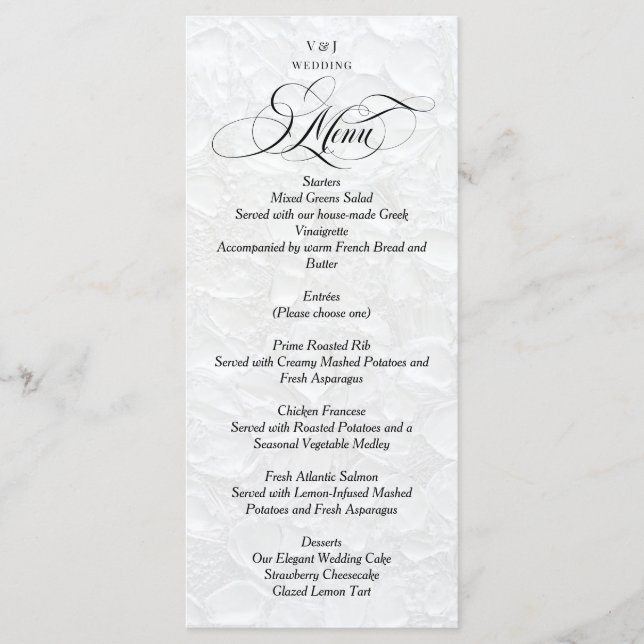 Menu Mariage blanc classique (Devant)