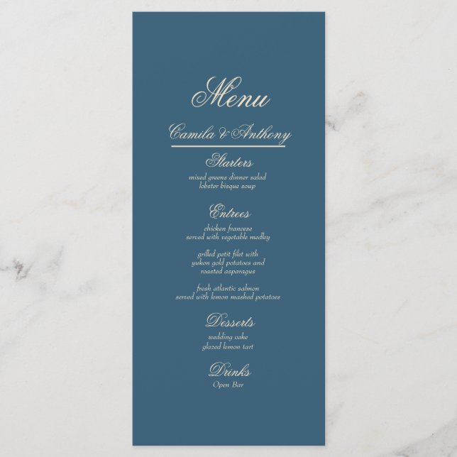 Menu Mariage blanc de la marine (Devant)