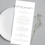 Menu Mariage blanc neutre moderne Sage Green<br><div class="desc">menu mince pour correspondre à la collection *si vous voulez plus d'options papier cette conception peut être transférée à un programme mince *ou pour plus d'aide contactez-moi</div>