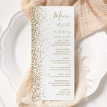 Menu Mariage blanc Parties scintillant or moderne<br><div class="desc">Le bord gauche de cet élégant menu mariage moderne présente un style de parties scintillant en faux or. Le texte personnalisable combine écriture manuscrite dorée,  cuivre et polices italiques sur un arrière - plan blanc. L'envers est assorti à une parties scintillant blanche et dorée.</div>