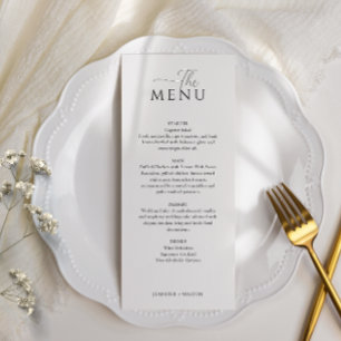 Menu Mariage blanc simple et élégant