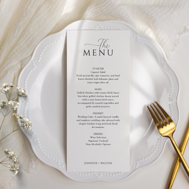 Menu Mariage blanc simple et élégant (Créateur téléchargé)