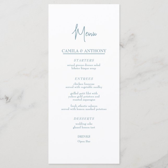 Menu Mariage bleu (Devant)