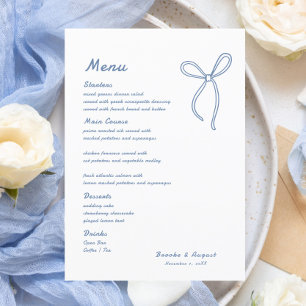 Menu Mariage Bleu de la main tiré