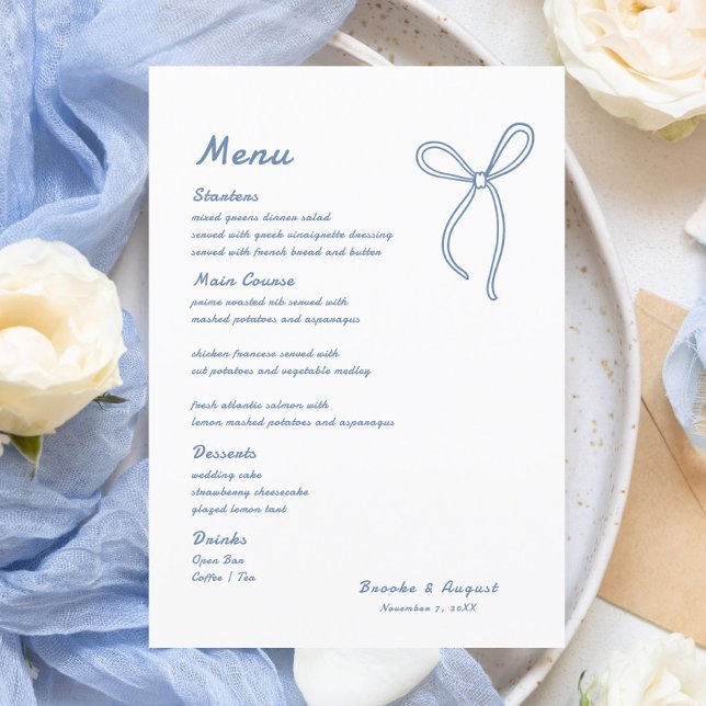 Menu Mariage Bleu de la main tiré (Créateur téléchargé)