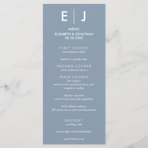 Menu Mariage bleu Dusty minimaliste