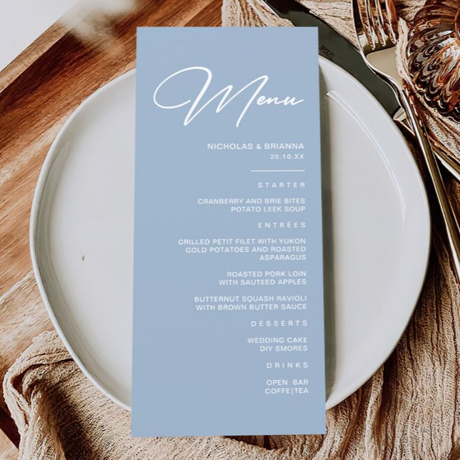 Menu Mariage bleu Dusty moderne (Créateur téléchargé)