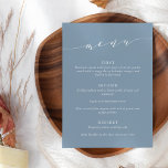 Menu Mariage bleu Dusty standard minimaliste personnali<br><div class="desc">Menu de Mariage standard minimaliste personnalisé Dusty Blue</div>