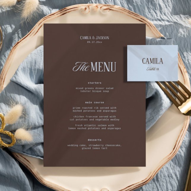 Menu Mariage Bleu et Marron  (Créateur téléchargé)