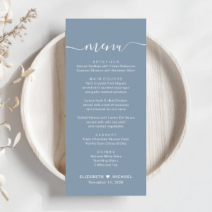 Menu Mariage bleu foncé chic