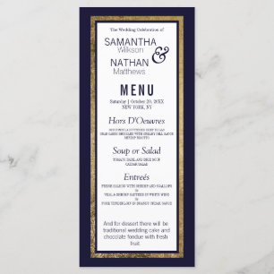 Menu Mariage bleu marine simple et moderne