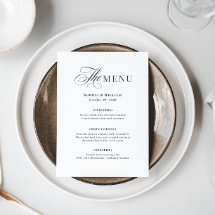 Menu Mariage Bleu Nuit et Blanc   Luxe Classique 