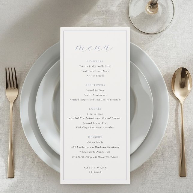 Menu Mariage Bleu Poussiéreux Doux (Créateur téléchargé)