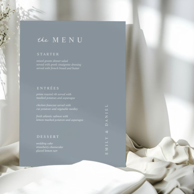 MENU Mariage bleu poussiéreux minimal (Créateur téléchargé)