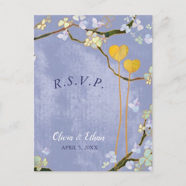 Menu Mariage bleu printemps Choix RSVP (Devant)