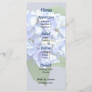 Menu Mariage Blue and Purple Hydrangea