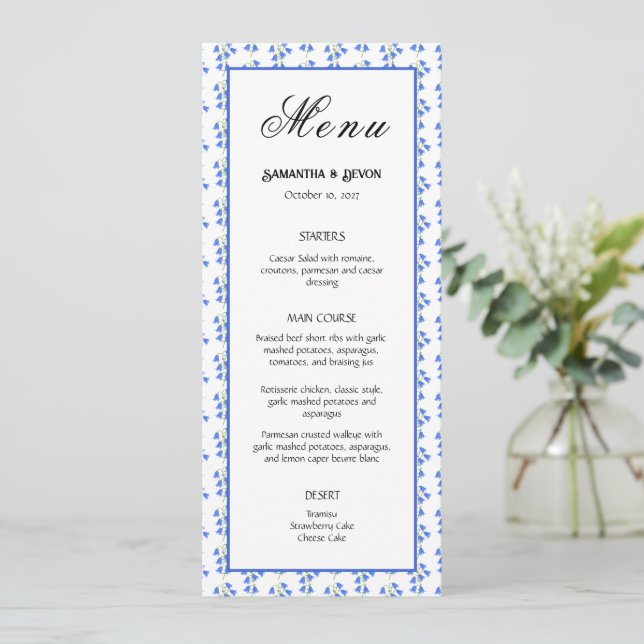 Menu Mariage Blue Bells (Debout devant)