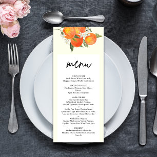 Menu Mariage Bohème Abstrait Jardin Orange
