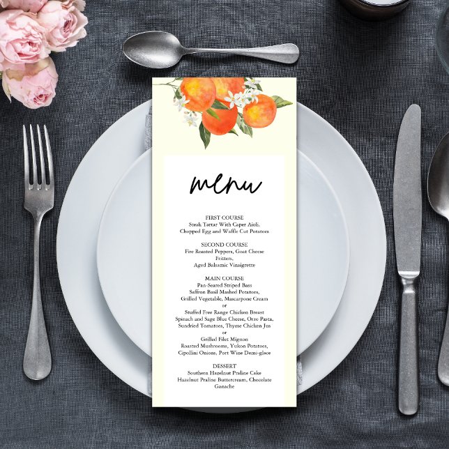 Menu Mariage Bohème Abstrait Jardin Orange (Boho abstract orange wedding menu showcases your dishes with warm, artistic charm.)