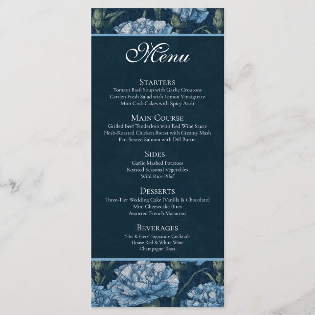 Menu Mariage Bohème au Charme Intemporel de l'Oeillet (Devant)