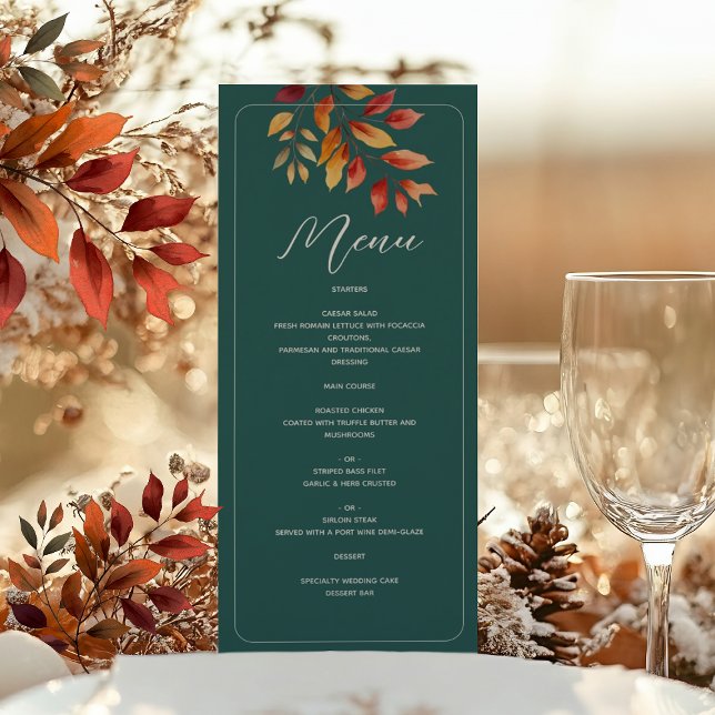 Menu Mariage Bohème Automnal de Teinte Turquoise (Créateur téléchargé)