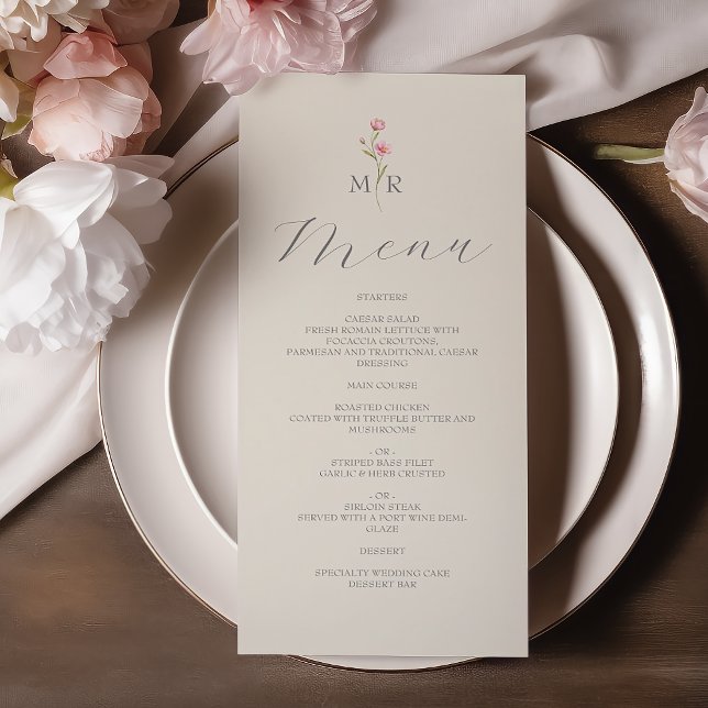 Menu Mariage Bohème Chic aux Fleurs Sauvages (Créateur téléchargé)