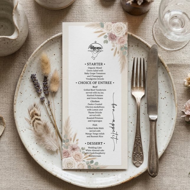 Menu Mariage Bohème Chic Terracotta (Créateur téléchargé)