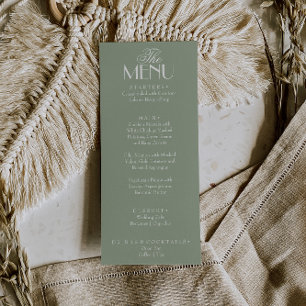 Menu Mariage Bohème Chic Vert Sauge Blanc de Luxe Ancie