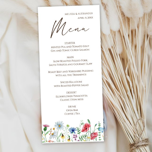Menu Mariage Bohème Fleur Sauvage (Créateur téléchargé)