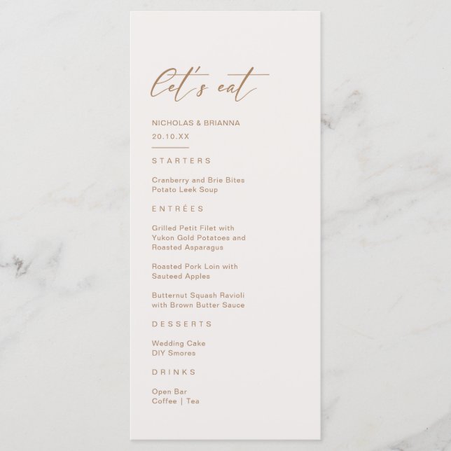 Menu Mariage Bohème Herbe de Pampas Tons Terreux (Devant)