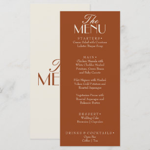 Menu Mariage Bohème Terracotta Orange Brûlé Vieille For