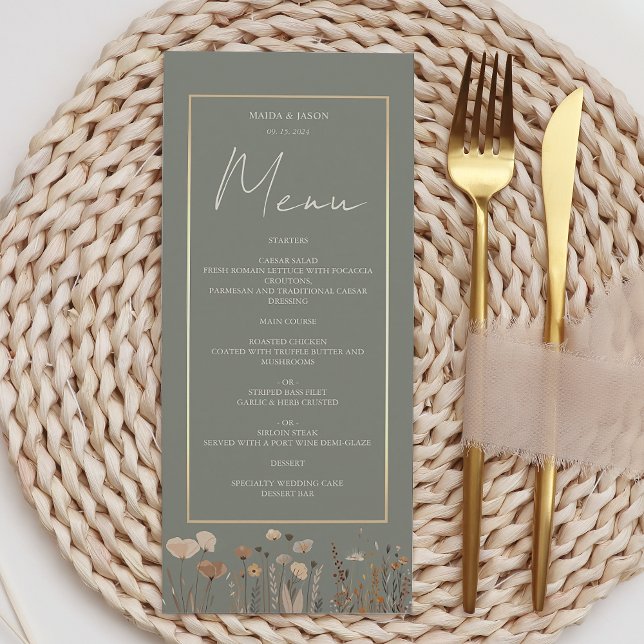 Menu Mariage Bohème Vert Sauge (Créateur téléchargé)