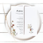 Menu Mariage Boho<br><div class="desc">Ce menu de mariage élégant et élégant présente de magnifiques fleurs sauvages aquarellés peints à la main et disposés comme un joli bouquet parfait pour le printemps,  l'été ou les mariages de automne. Recherchez les éléments correspondants dans la collection de Mariages de Fleur sauvage Boho Blanc.</div>