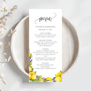 Menu Mariage Boho de lavande de citron d'aquarelle