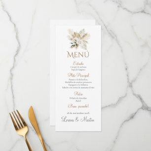 Menu Mariage Boho espagnol